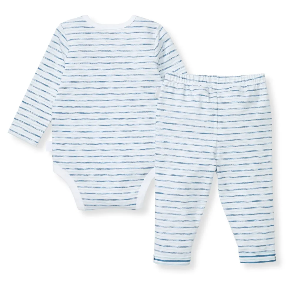 Burt's Bees Baby Burt's Bees Organic Baby Bodysuit Set Blue Slub Stripe Clearance