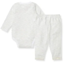 Burt's Bees Baby Burt's Bees Organic Baby Bodysuit Set Green Slub Stripe Fashion