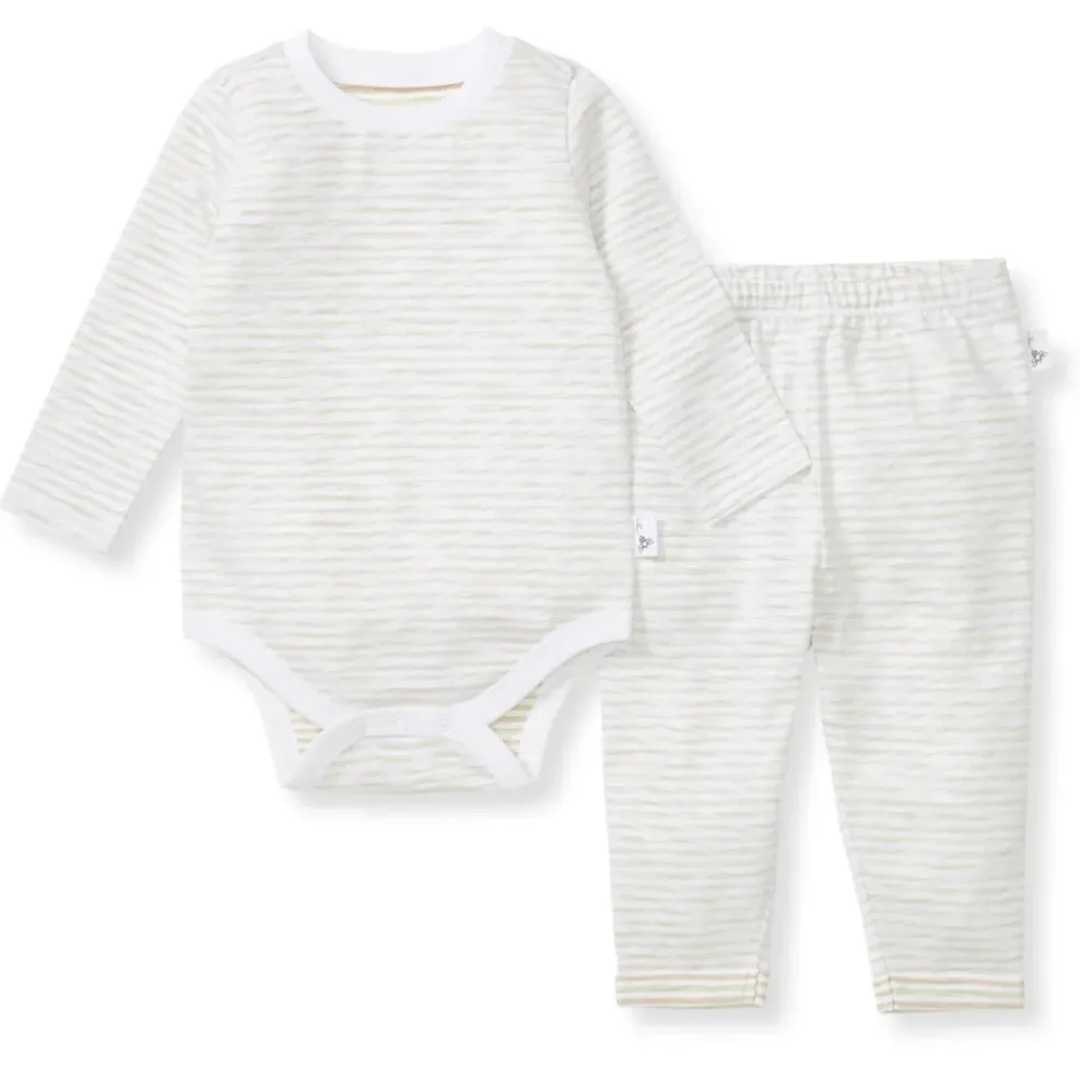 Burt's Bees Baby Burt's Bees Organic Baby Bodysuit Set Green Slub Stripe Fashion