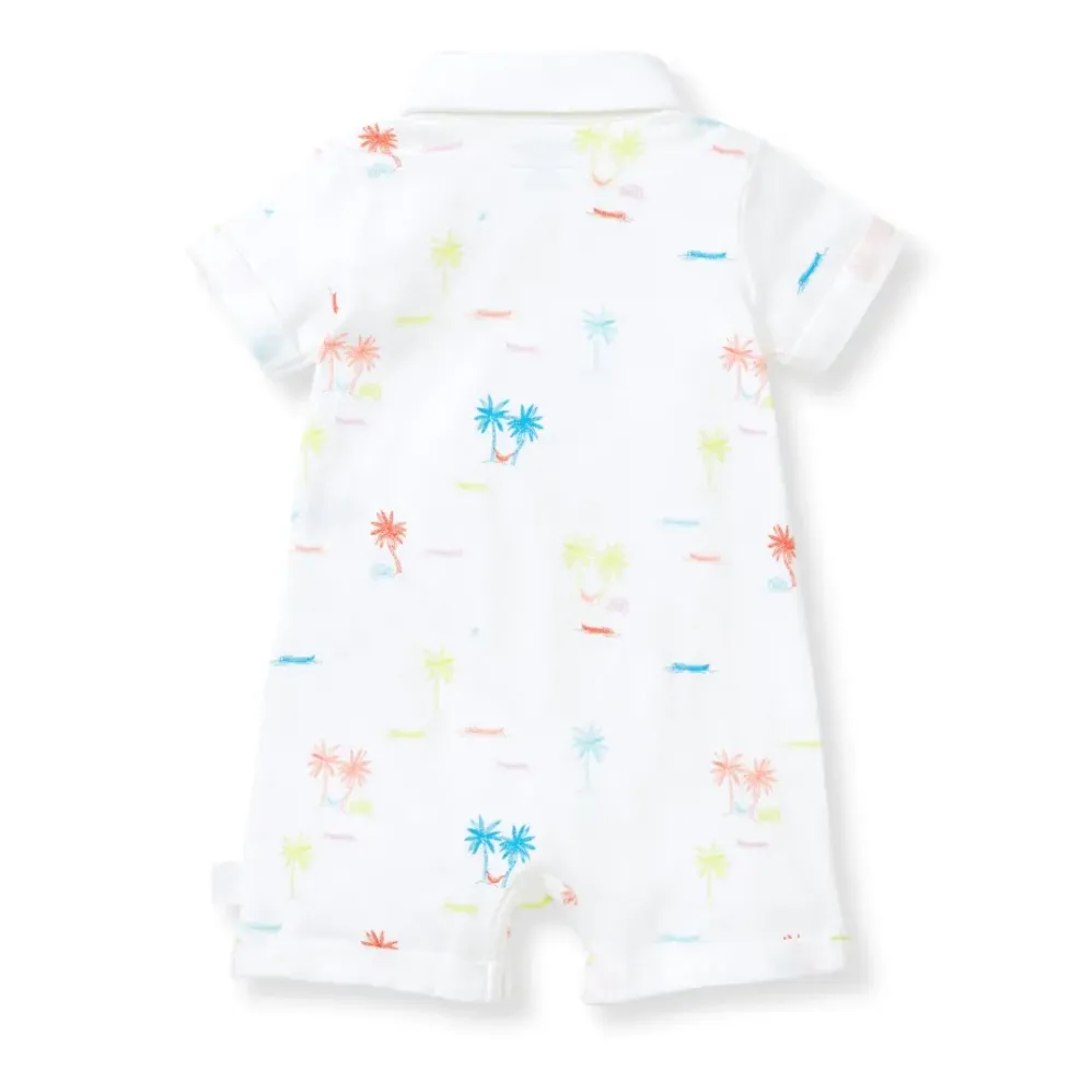 Burt's Bees Baby Burt's Bees Organic Baby Beach Shack Polo Romper Hot