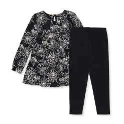 Burt's Bees Baby Burt's Bees Organic Baby Girl Spiderwebs Shirt and Pant Set New