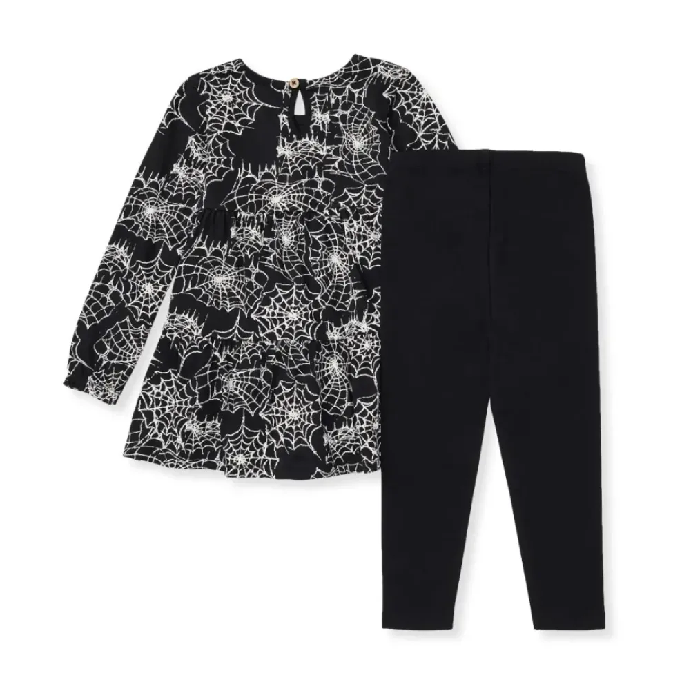 Burt's Bees Baby Burt's Bees Organic Baby Girl Spiderwebs Shirt and Pant Set New