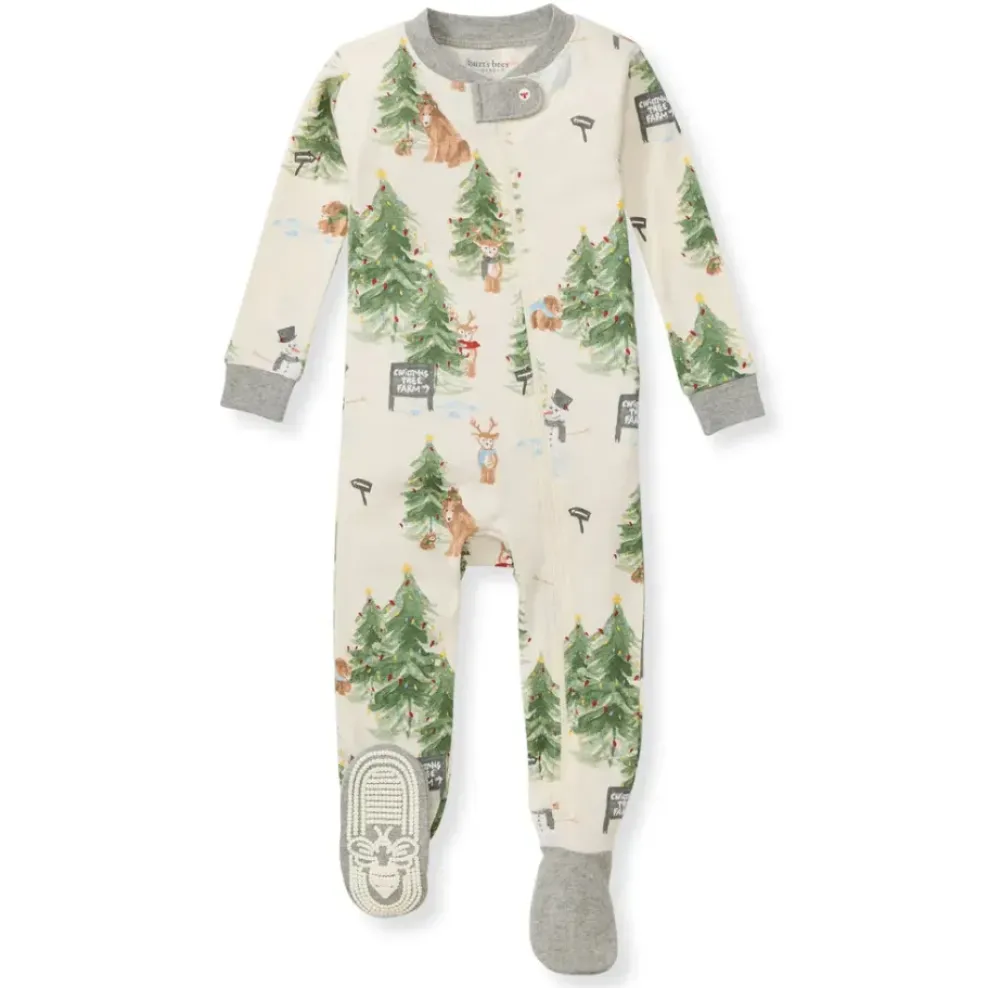 Burt's Bees Baby Burt's Bees Organic Baby One-Piece Sleeper Christmas Tree Farm Clearance