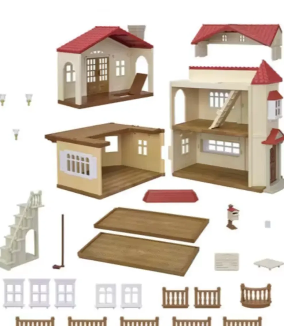 Epoch Calico Critters Red Roof Country Home Gift Set with Secret Attic Playroom Clearance