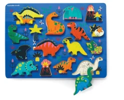 Crocodile Creek Let's Play 16 Piece Chunky Wooden Puzzle - Dinosaurs Outlet