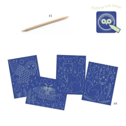 Djeco Glow-in-the-Dark Scratch Card Activity Set: At Night Fashion