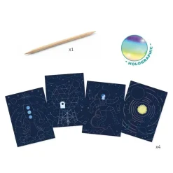 Djeco Metallic Scratch Card Activity Set: Cosmic Mission Hot
