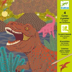 Djeco Metallic Scratch Card Activity Set: When Dinosaurs Reigned Fashion