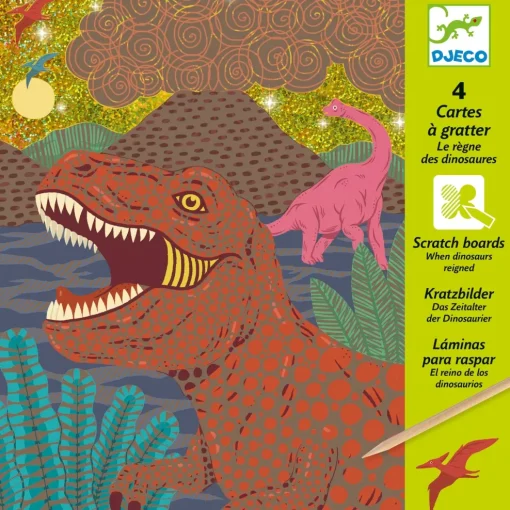 Djeco Metallic Scratch Card Activity Set: When Dinosaurs Reigned Fashion