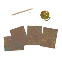Djeco Metallic Scratch Card Activity Set: When Dinosaurs Reigned Fashion