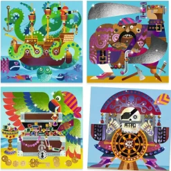 Djeco Up and at 'Em Foil and Jewel Mosaic Craft Kit Hot