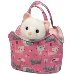 Douglas Sassy Pet Sak Purr-fect Pals with White Cat 6.5" New