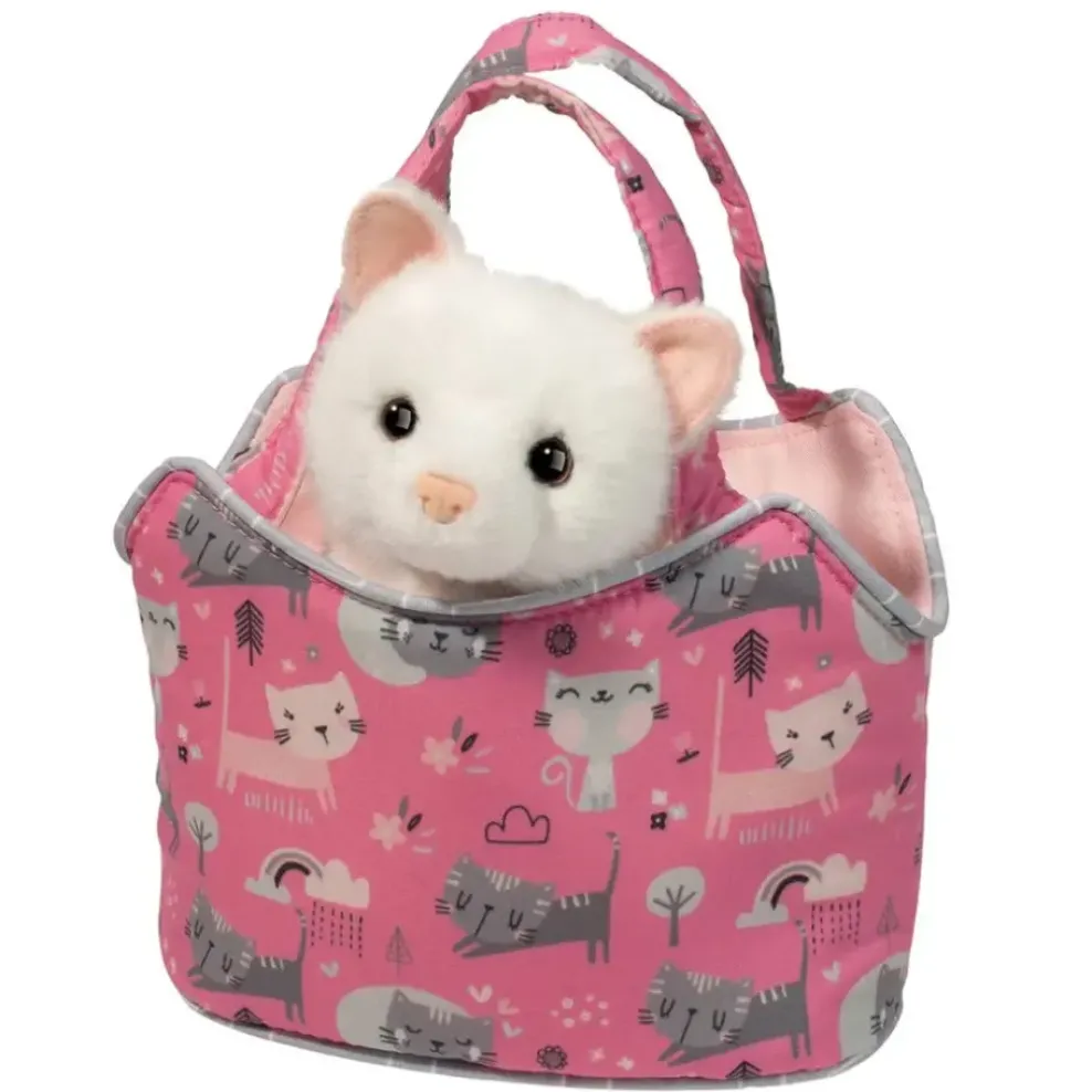 Douglas Sassy Pet Sak Purr-fect Pals with White Cat 6.5" New