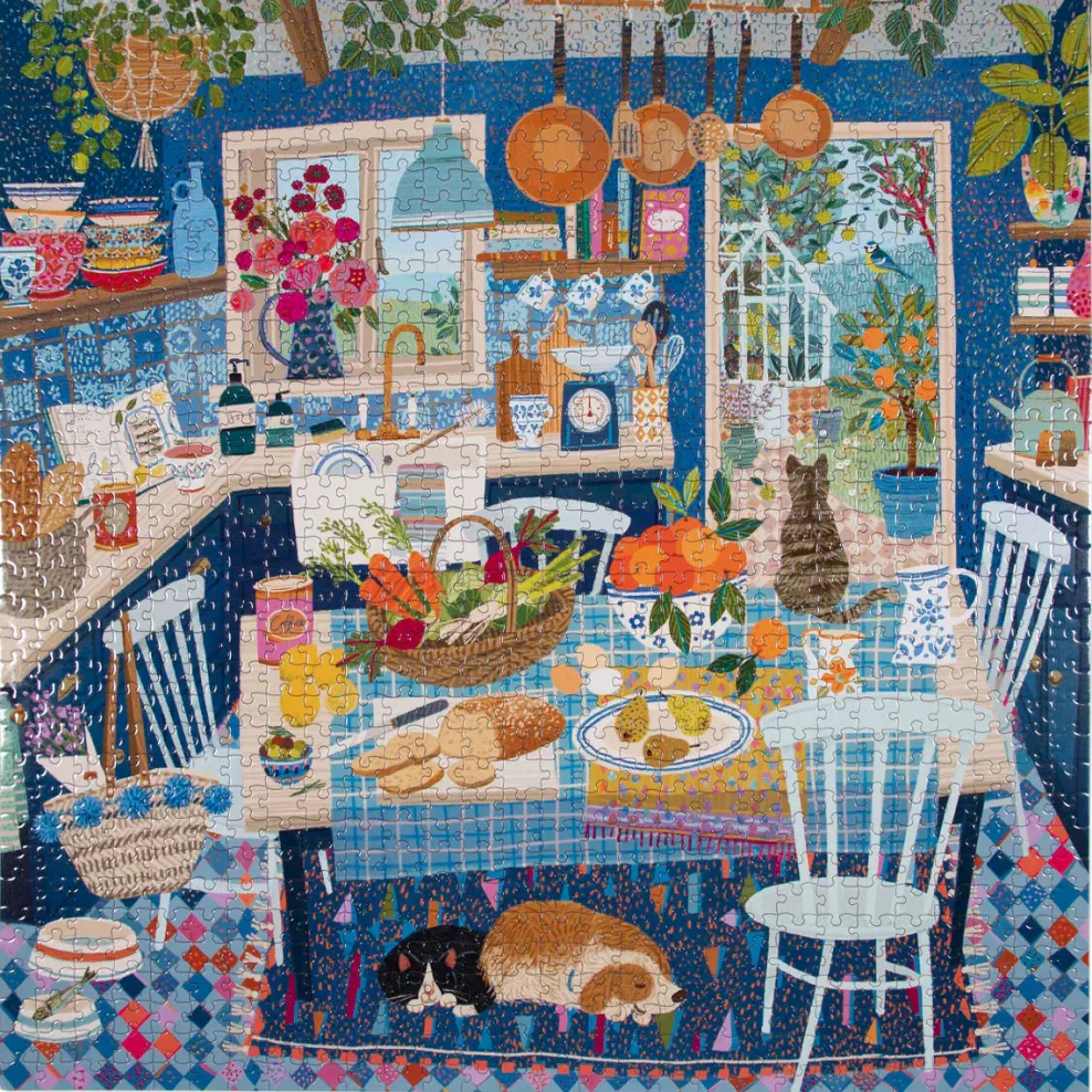 eeBoo 1000 Piece Puzzle Blue Kitchen Fashion