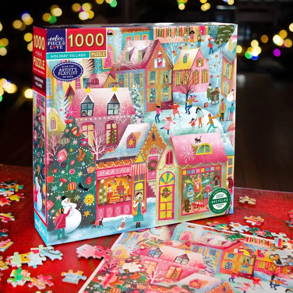 eeBoo 1000 Piece Puzzle Holiday Village Clearance