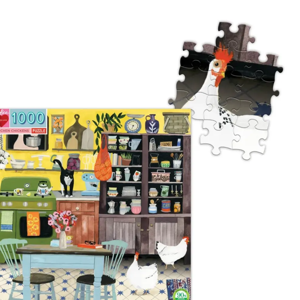 eeBoo 1000 Piece Puzzle Kitchen Chickens Clearance