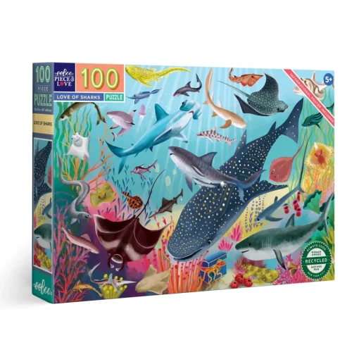 eeBoo 100 Piece Puzzle Love of Sharks Discount