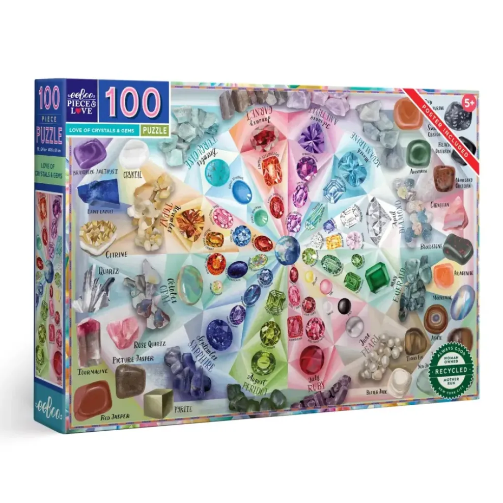 eeBoo 100 Piece Puzzle Love of Crystals and Gems Outlet