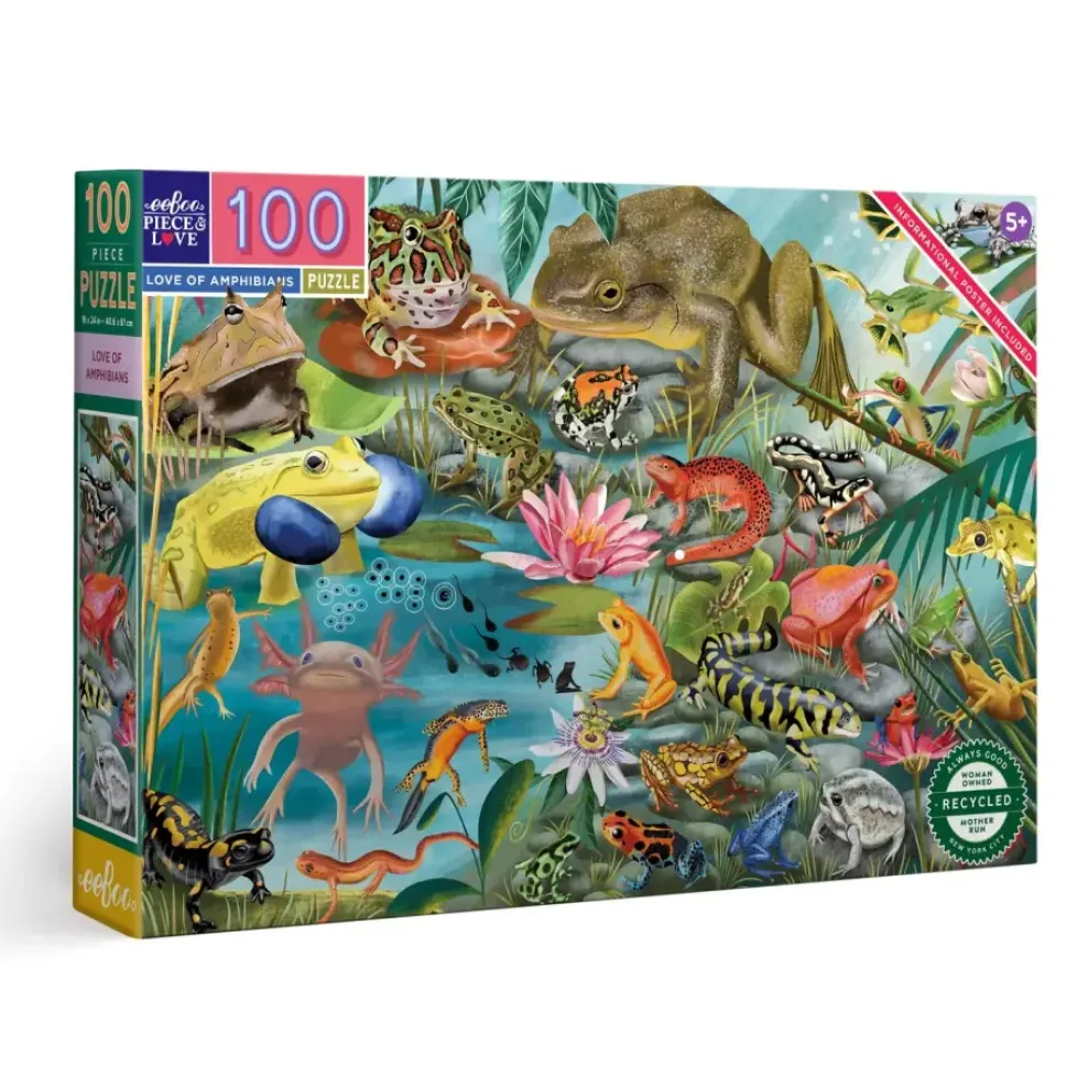 eeBoo 100 Piece Puzzle Love of Amphibians Fashion