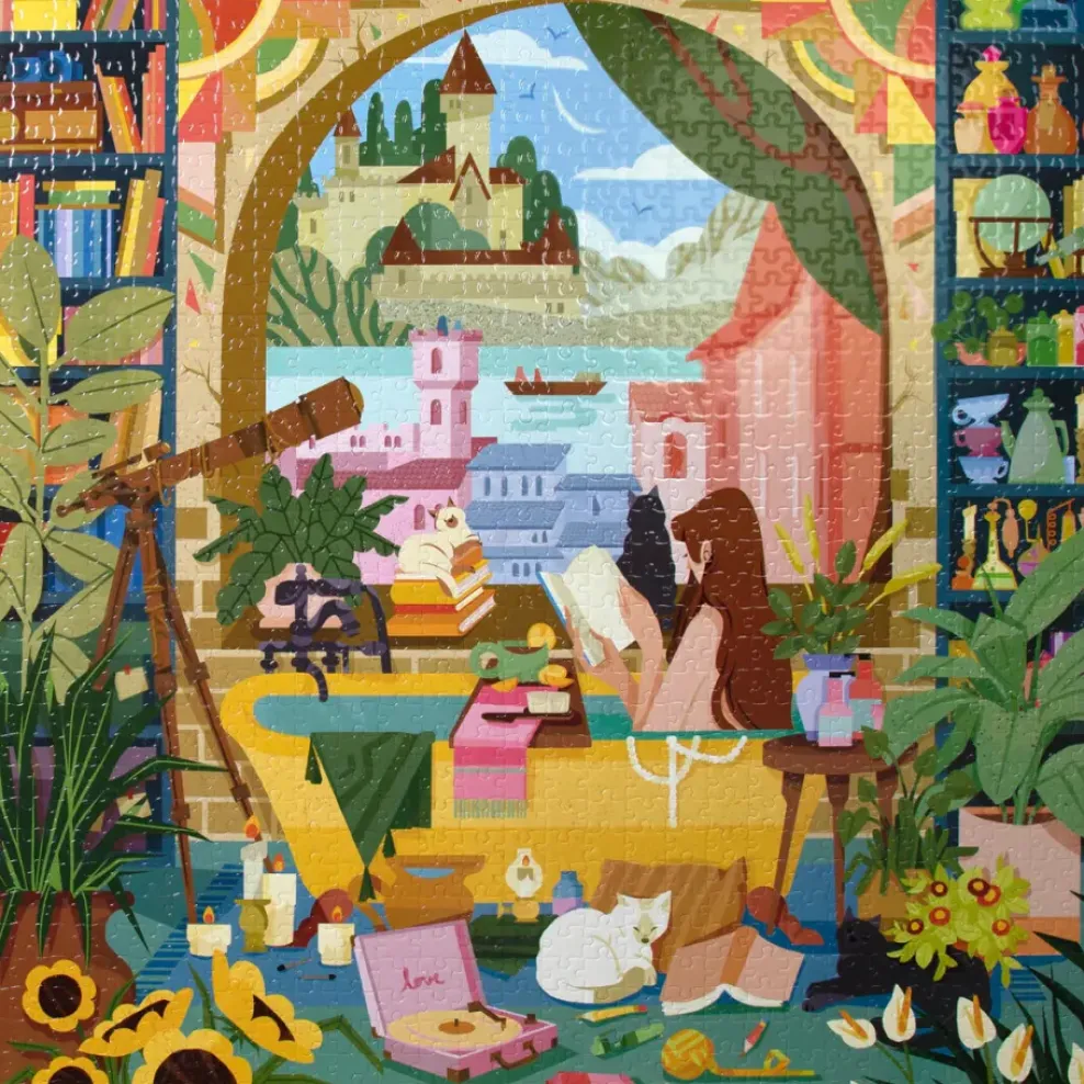 eeBoo 1000 Piece Puzzle Reading & Relaxing Clearance