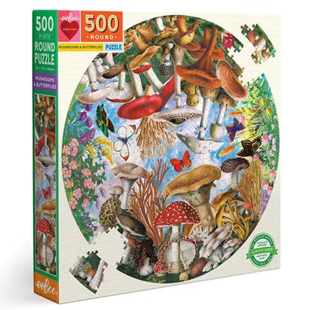 eeBoo 500 Piece Round Puzzle Mushrooms & Butterflies Online