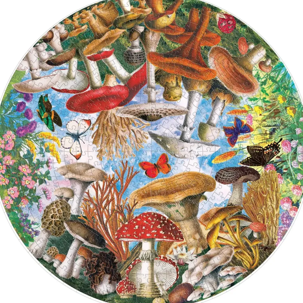 eeBoo 500 Piece Round Puzzle Mushrooms & Butterflies Online