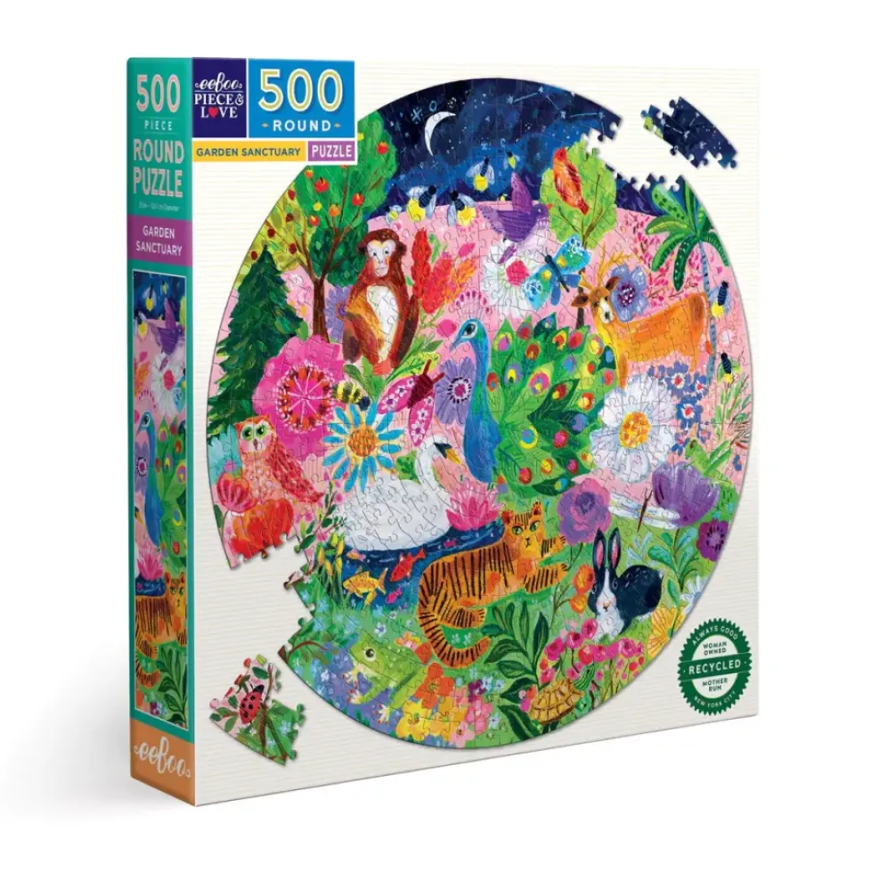 eeBoo 500 Piece Round Puzzle Garden Sanctuary Hot