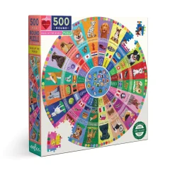 eeBoo 500 Piece Round Puzzle Dogs of the World Fashion