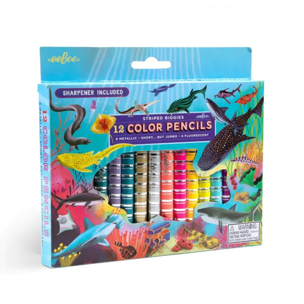 eeBoo Biggie Color Pencils: Shark Hot