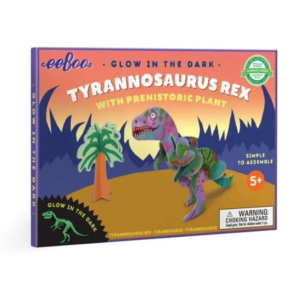 eeBoo Glow-in-the-Dark 3D Dinosaurs with Prehistoric Plants Clearance
