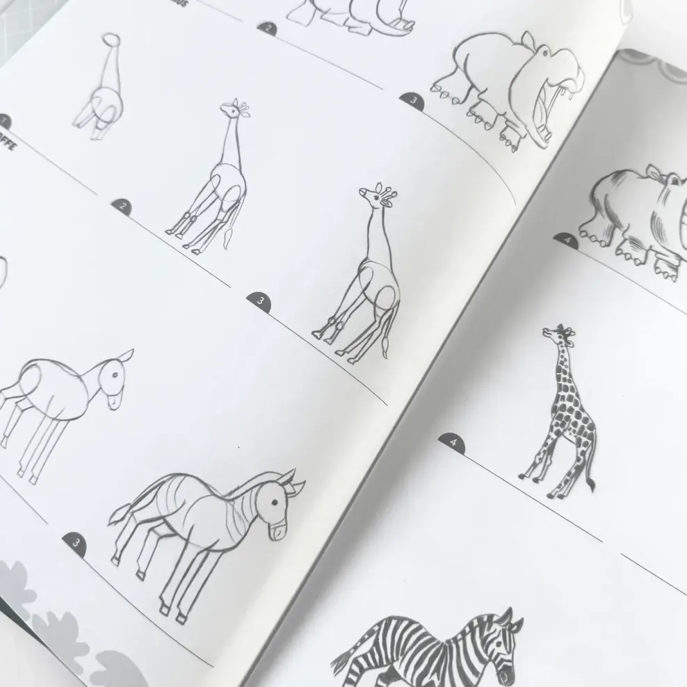 eeBoo Learn to Draw Wild Animals with Stickers Fashion
