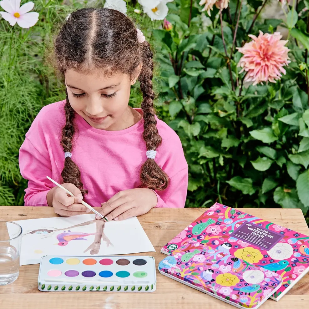 eeBoo Watercolor Pad: Birds in Fuchsia Outlet