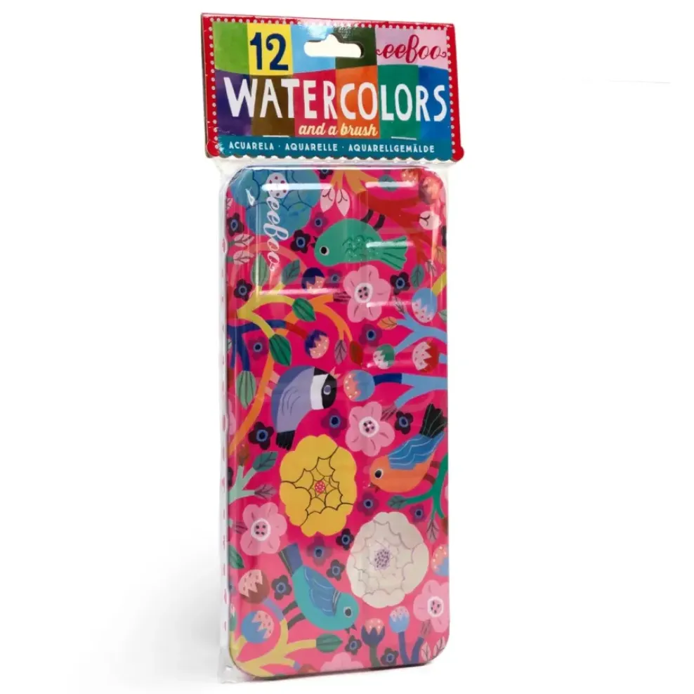 eeBoo Watercolors: Birds in Fuchsia Hot