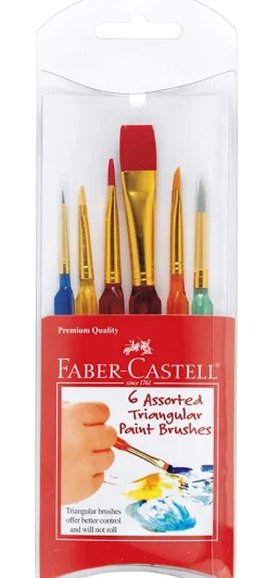 Faber-Castell 6 ct Assorted Triangular Paint Brushes Clearance