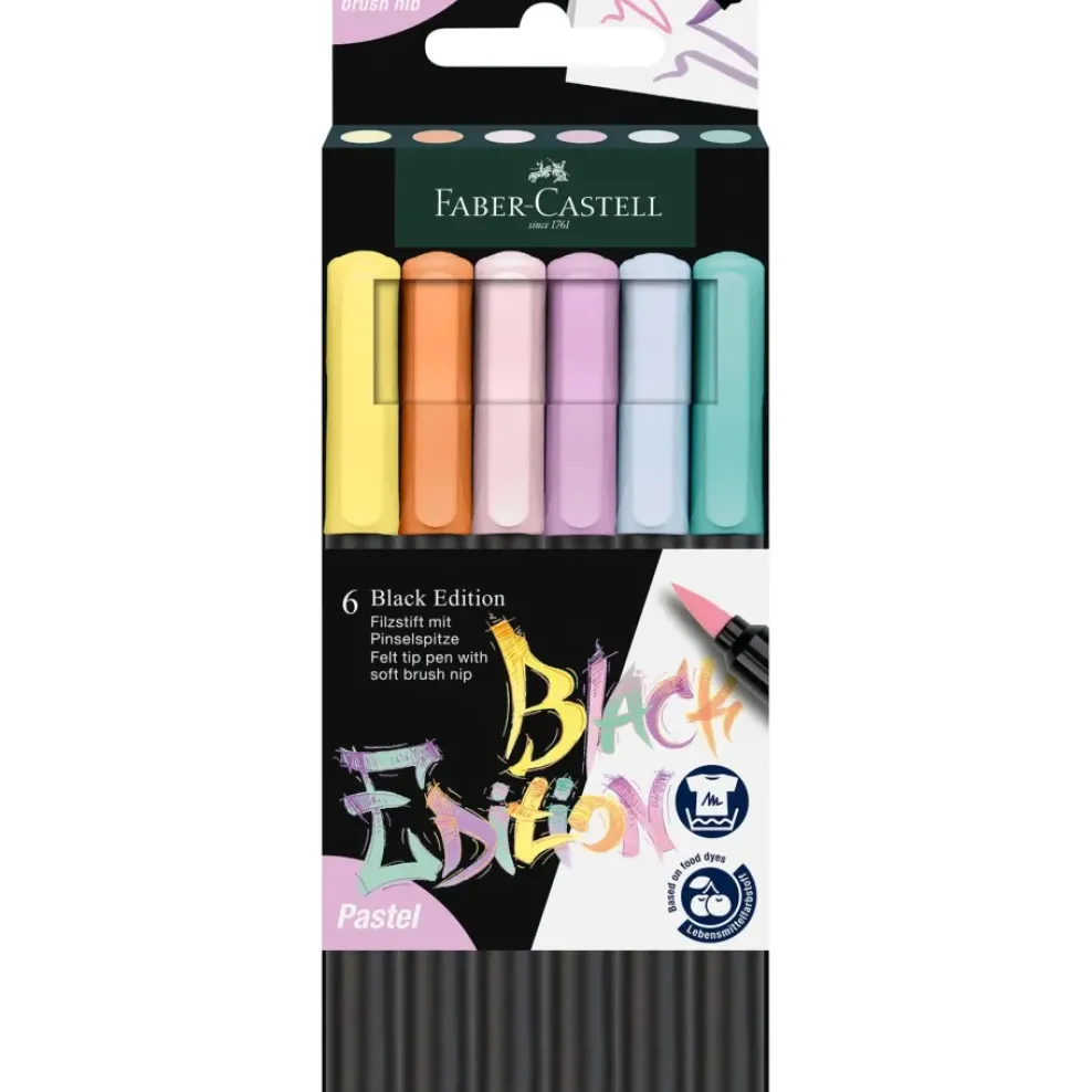 Faber-Castell Black Edition Super Soft Brush Pens Pastel (Box of 6) Best