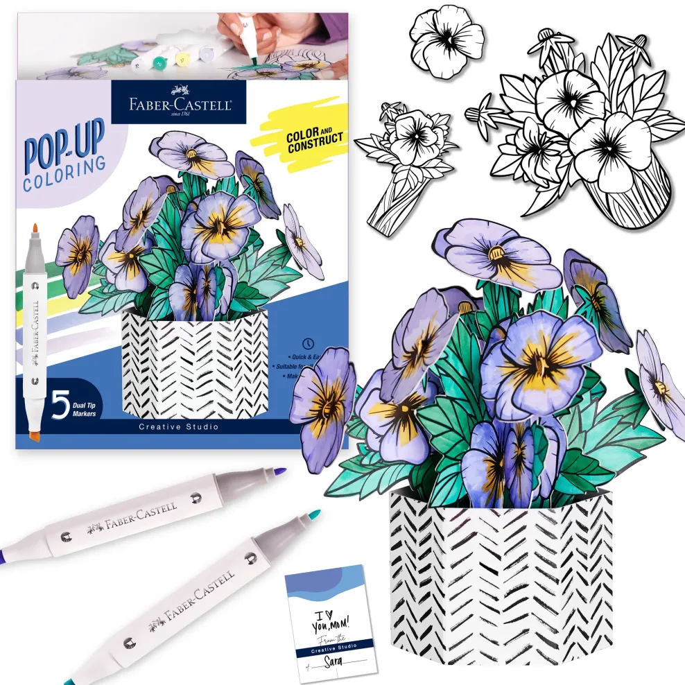 Faber-Castell Pop Up Coloring Bouquet - Pansies New