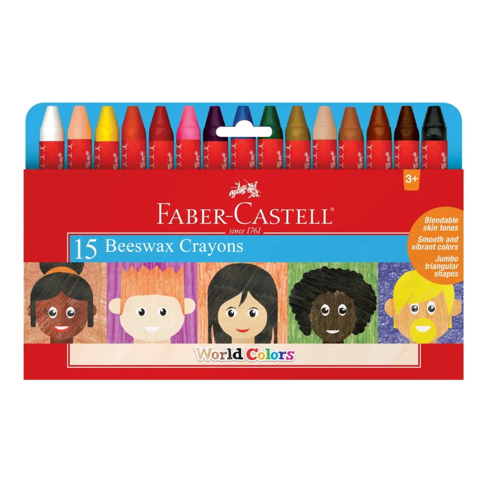 Faber-Castell World Colors Beeswax Crayons - 15 count New