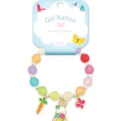 Girl Nation Charming Whimsy Bracelet Easter Bunny and Blooms Outlet
