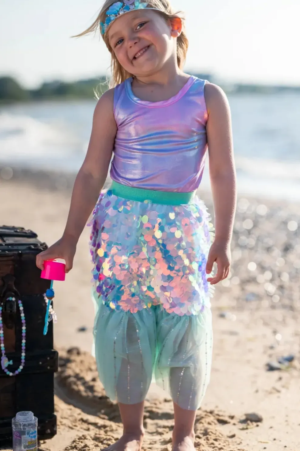 Creative Education of Canada Inc Great Pretenders Bling Bling Mermaid Skirt & Hairclip Set Mint Size 4/6 New