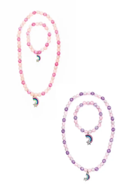 Creative Education of Canada Inc Great Pretenders Necklace & Bracelet Set: Purple/Pink Rainbow Online