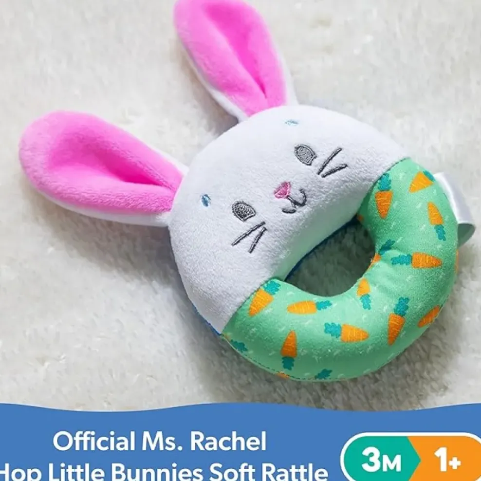 Gund Ms. Rachel Little Hop Bunny Soft Rattle New
