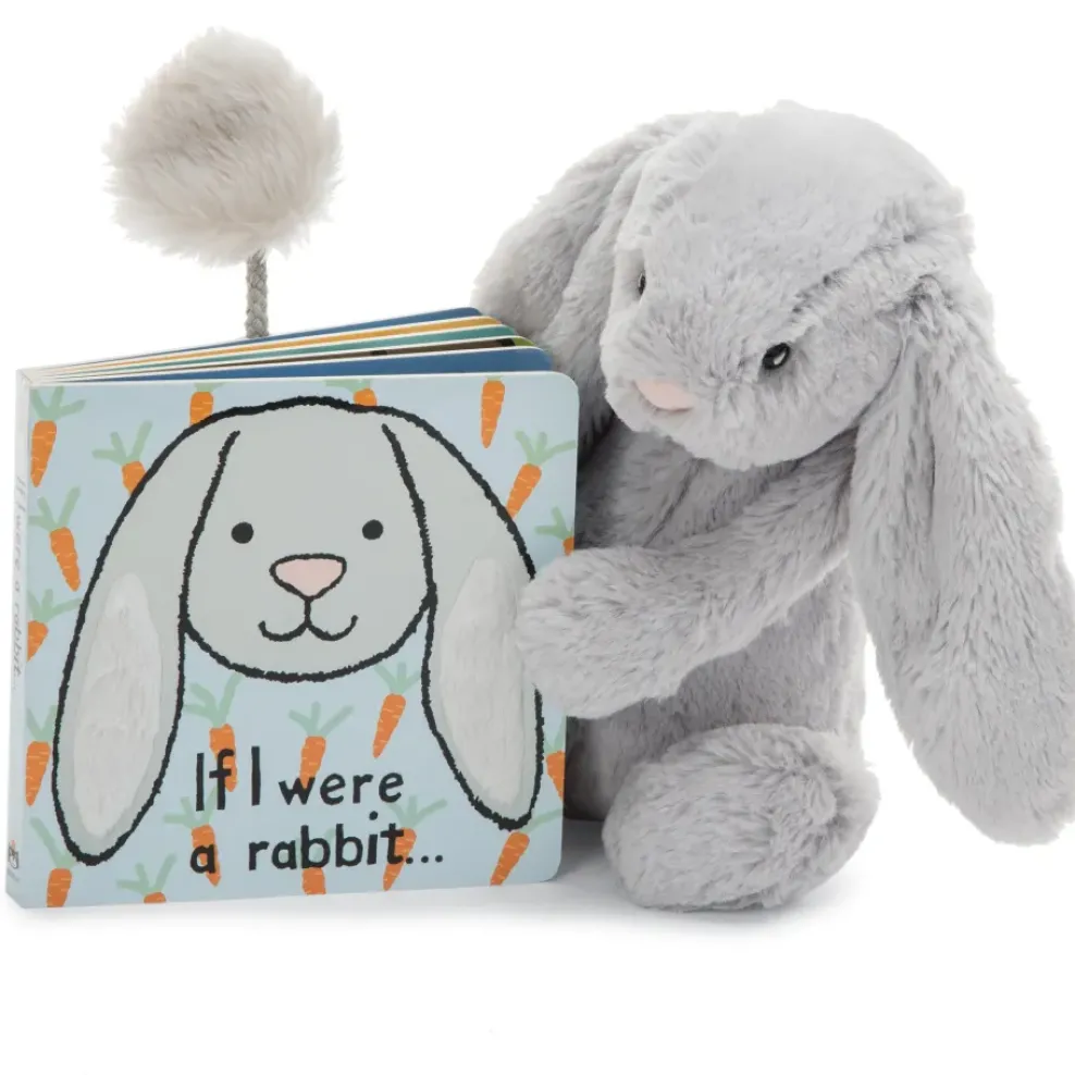 Jellycat Board Book If I Were A Rabbit Grey - Discontinued Online