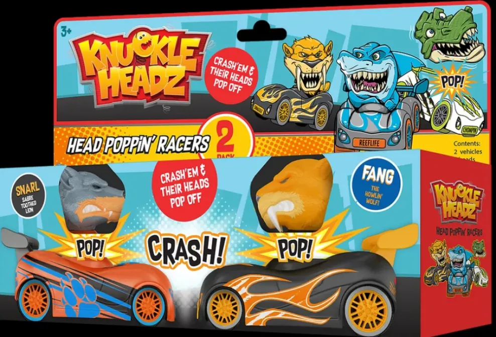Skullduggery, Inc Knuckle-Headz Head Poppin™ Racers 2 Pack: Saber Tooth vs. Wolf Sale