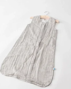 Little Unicorn Cotton Muslin Sleep Bag Grey Stripe Outlet