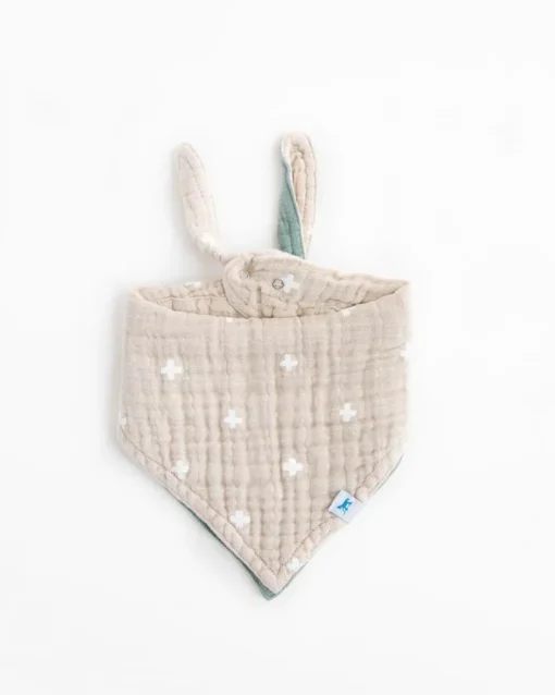 Little Unicorn Cotton Muslin Reversible Bandana Bib Taupe Cross Hot