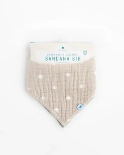 Little Unicorn Cotton Muslin Reversible Bandana Bib Taupe Cross Hot