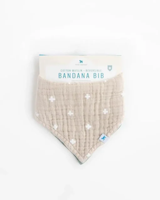 Little Unicorn Cotton Muslin Reversible Bandana Bib Taupe Cross Hot