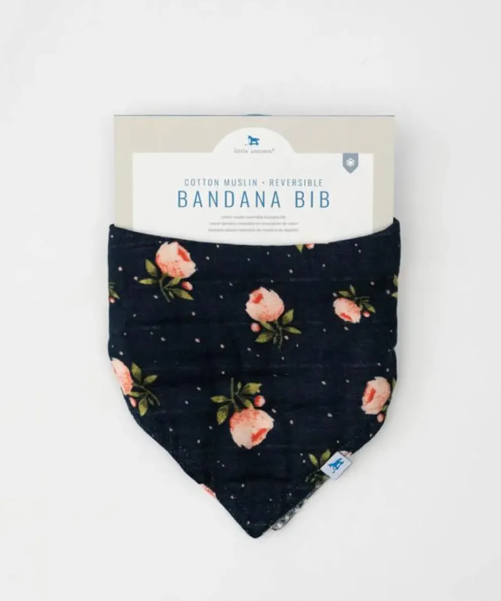 Little Unicorn Cotton Muslin Reversible Bandana Bib Midnight Rose Hot