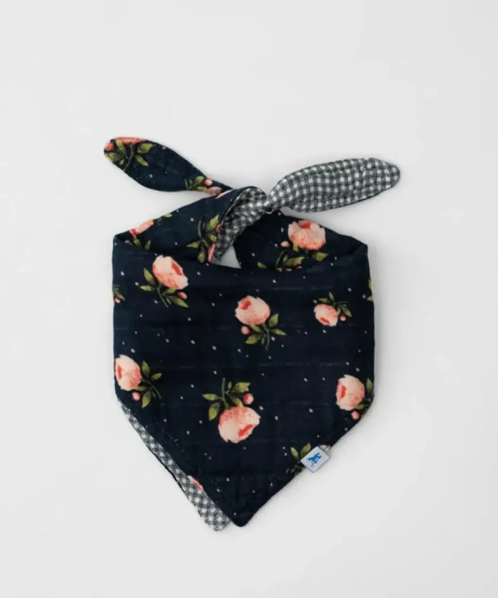 Little Unicorn Cotton Muslin Reversible Bandana Bib Midnight Rose Hot