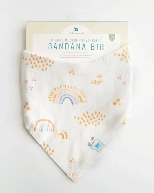 Little Unicorn Deluxe Muslin Reversible Bandana Bib Rainbow Raindrop Fashion